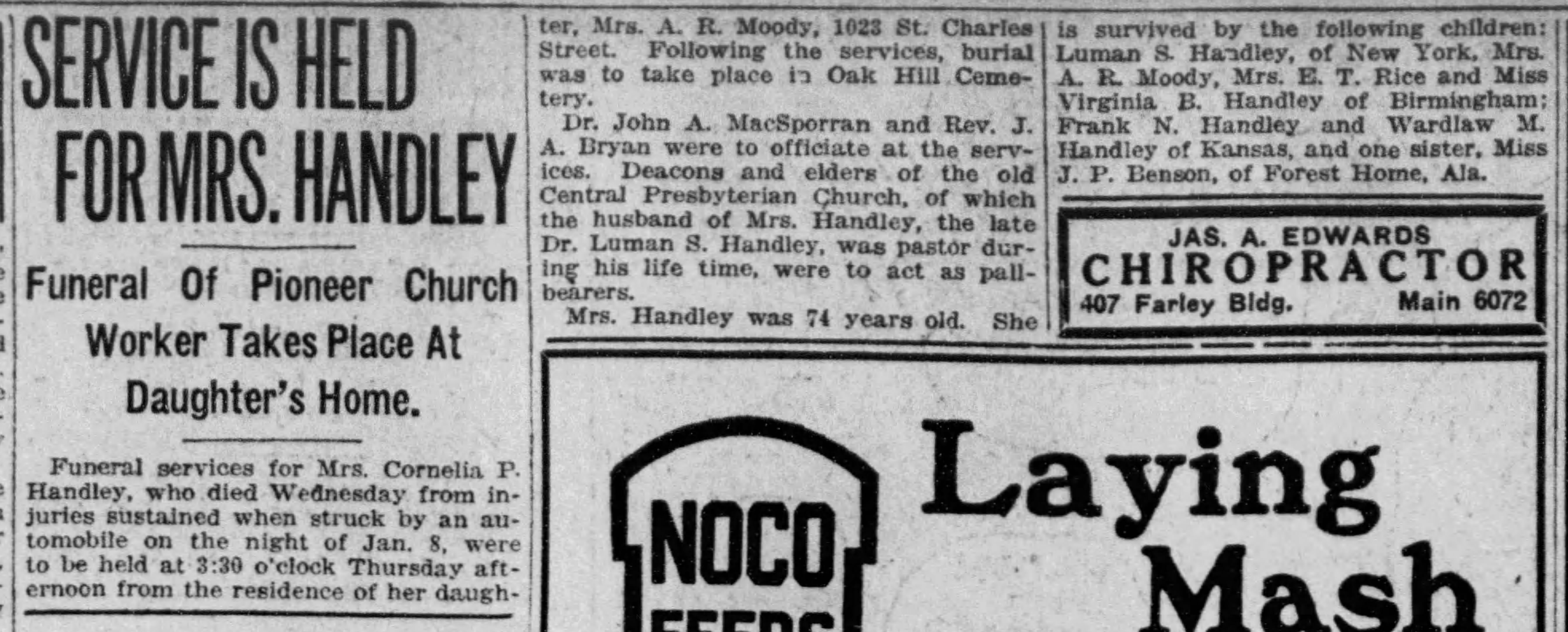 Mrs. Cornelia Handley obituary